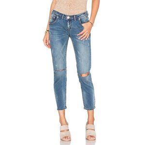 Revolve One Teaspoon Freebirds Skinny Jeans Crop Blue indigo Zipper straight leg